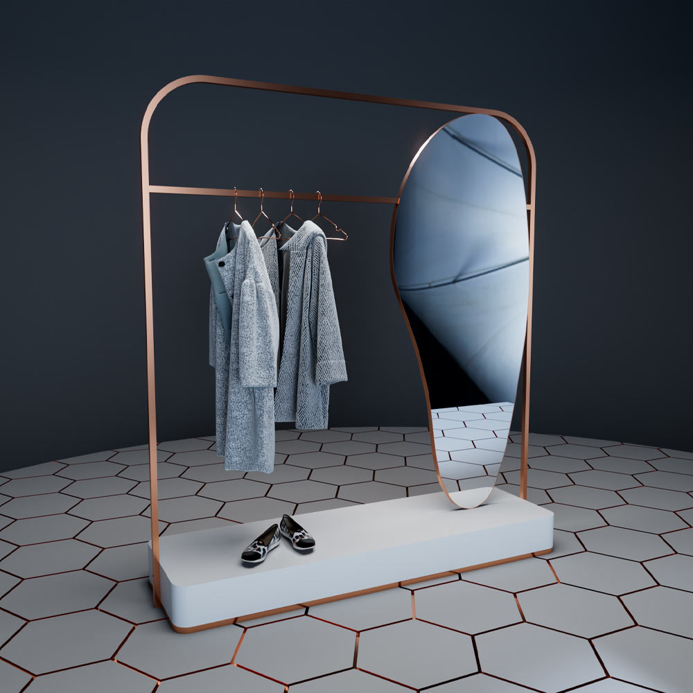 CR003 Clothes Coat Rack with Mirror – TUTU DISPLAY